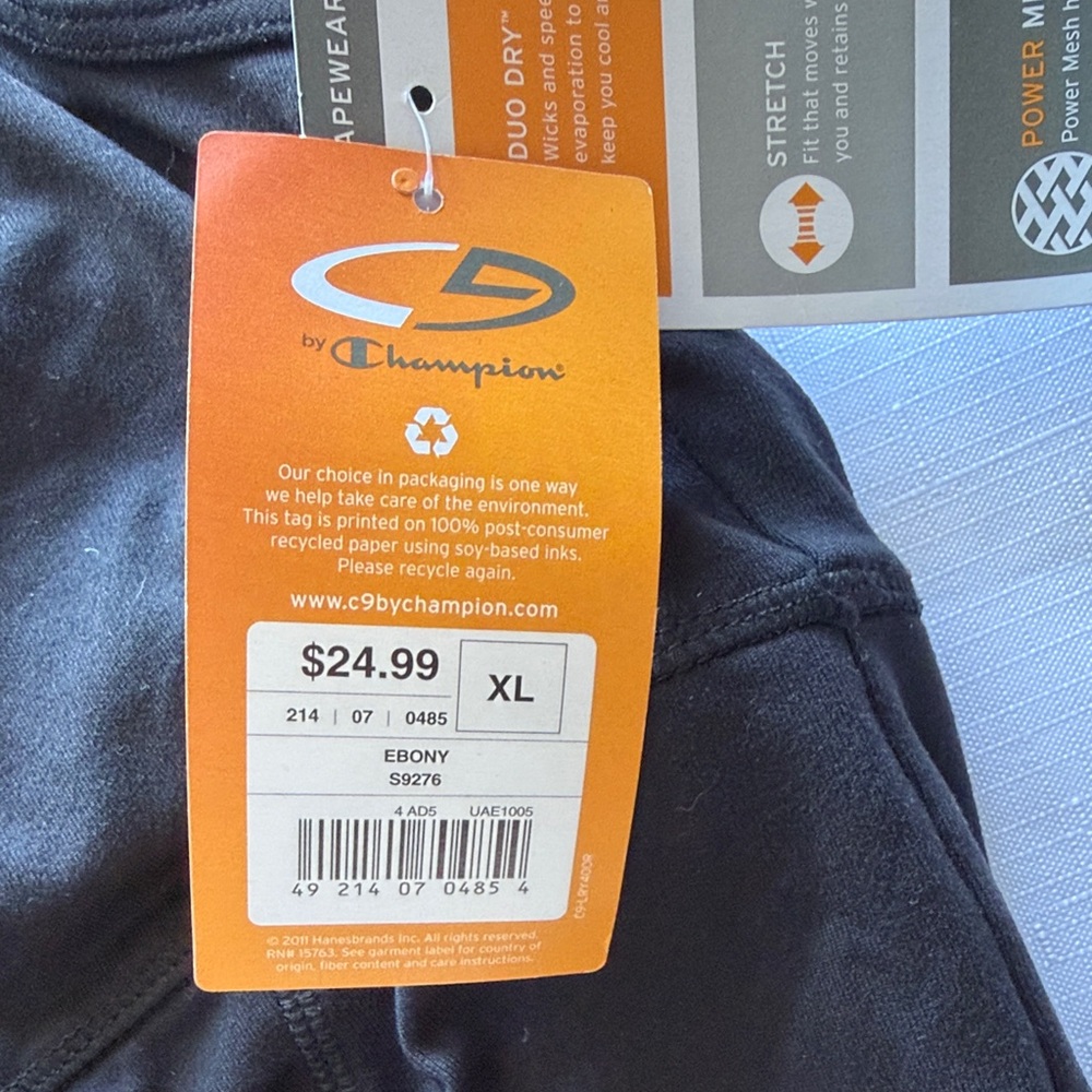 C9 Champion Shapewear Tank Top XL Ebony Black Power Mesh Shaping NWT - Picture 3 of 5